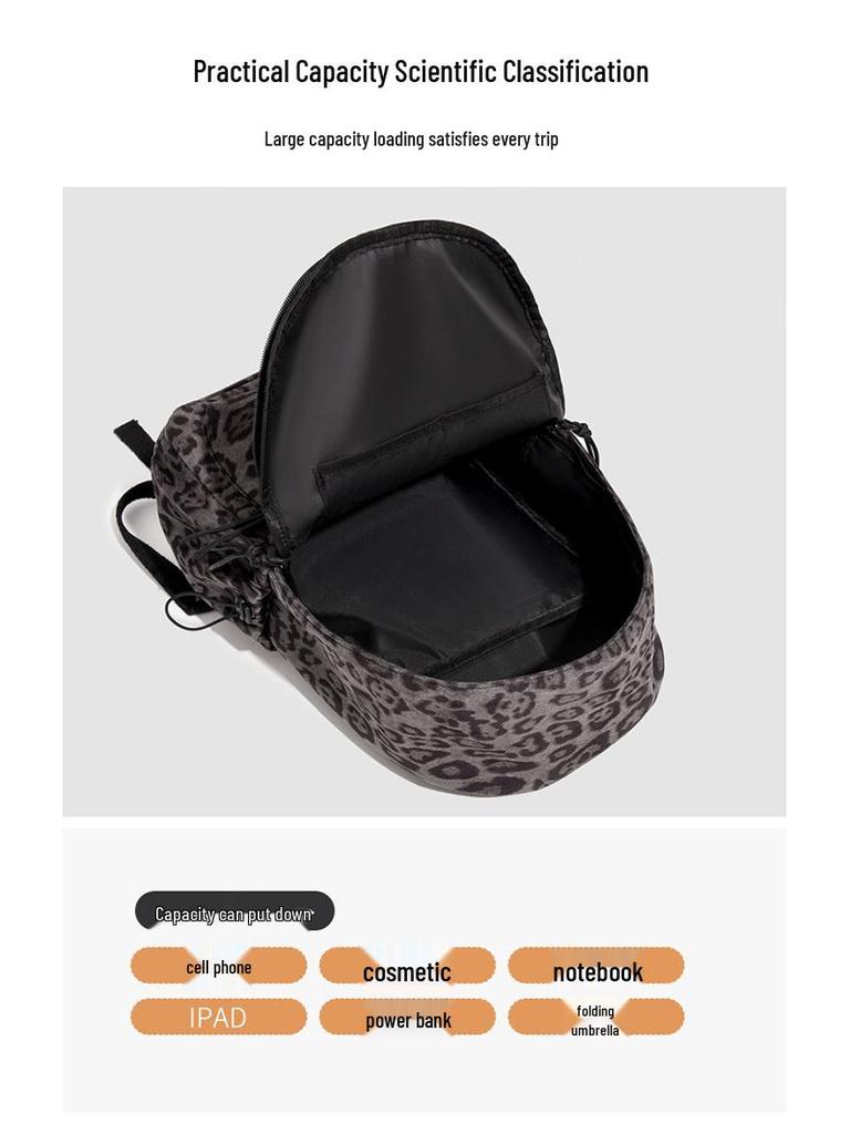 Leopard Print Women's Backpack - Large Capacity Autumn/Winter Bookbag for Students