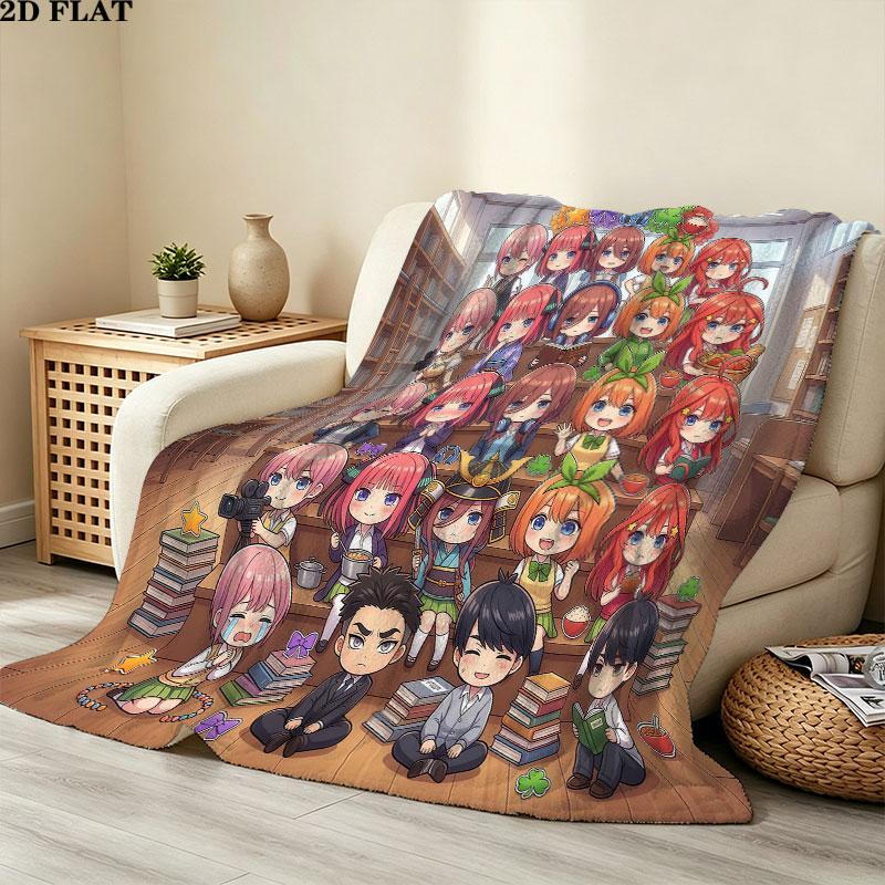 1PC The Quintessential Quintuplets Patterned Flannel Blanket Suitable For All Seasons For Home Decor Warmth And Comfort Gifts Holiday Present