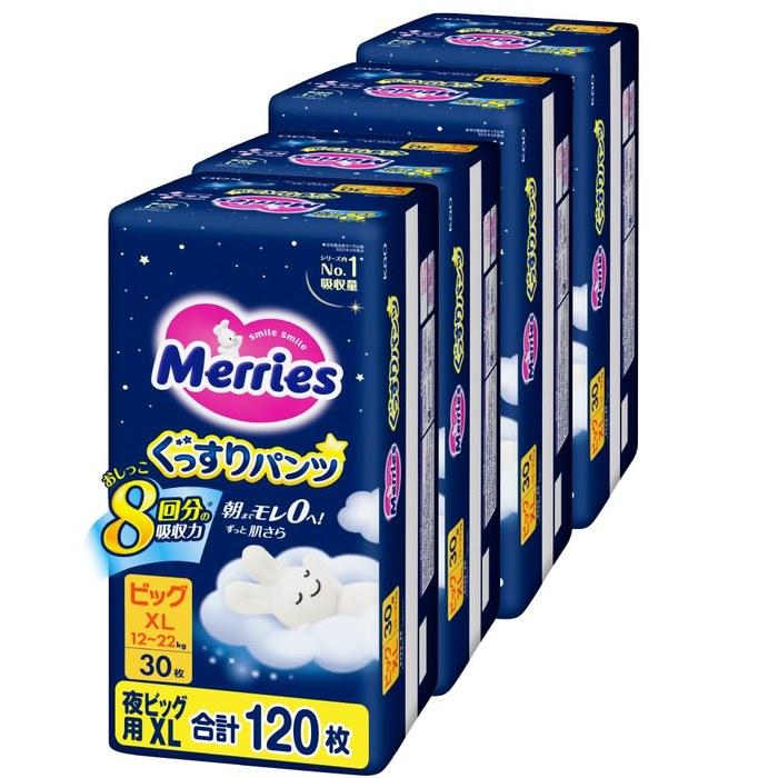 Merries Подгузники-трусики ночные (12-22 кг) 120 счет (4 x 30)