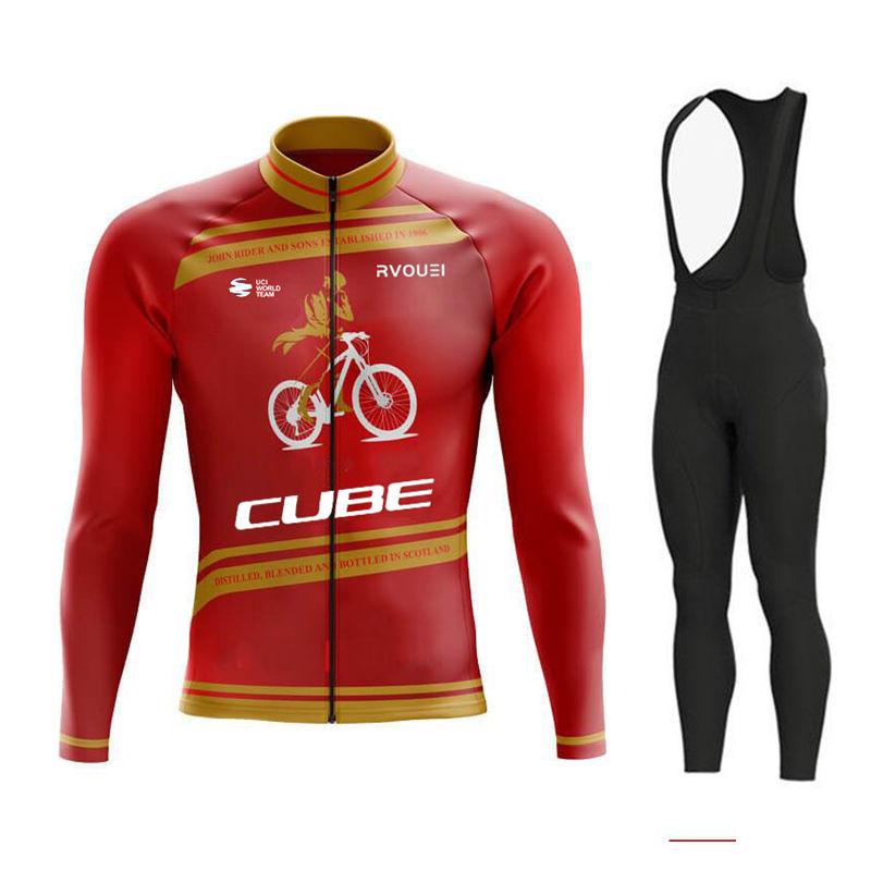 2026 Autumn Breathable Cycling Suit Set Rvouei Cube Team Long Sleeve Men MTB Bike Clothing Autumn Bicycle Clothes Maillot Ropa Ciclismo