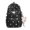 Japanese Teen Students Schoolbags Cute Dot Bunny Print Nylon Backpack Girly Kawaii Rucksack Large Light Travel Casual Daypack