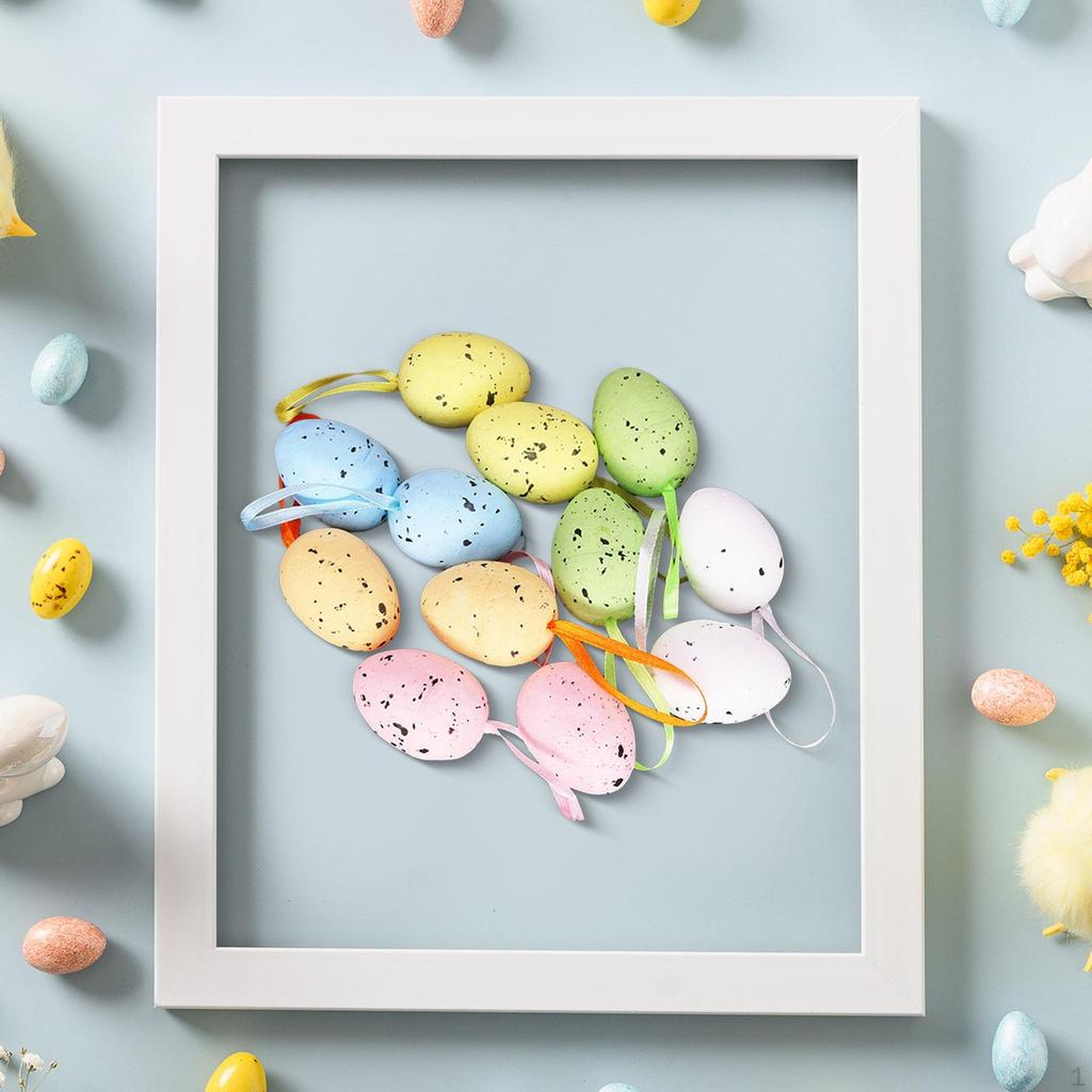 12 шт. 3x4 см, подвесные пасхальные яйца с ленточной петлей, декоративные для украшения дерева, многоразовые