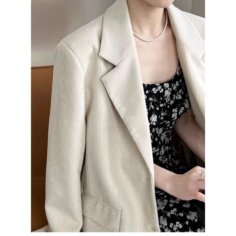 Женский однобортный пиджак из вельвета карамельно-коричневого цвета, модный пиджак свободного кроя в европейском стиле, однотонный цвет