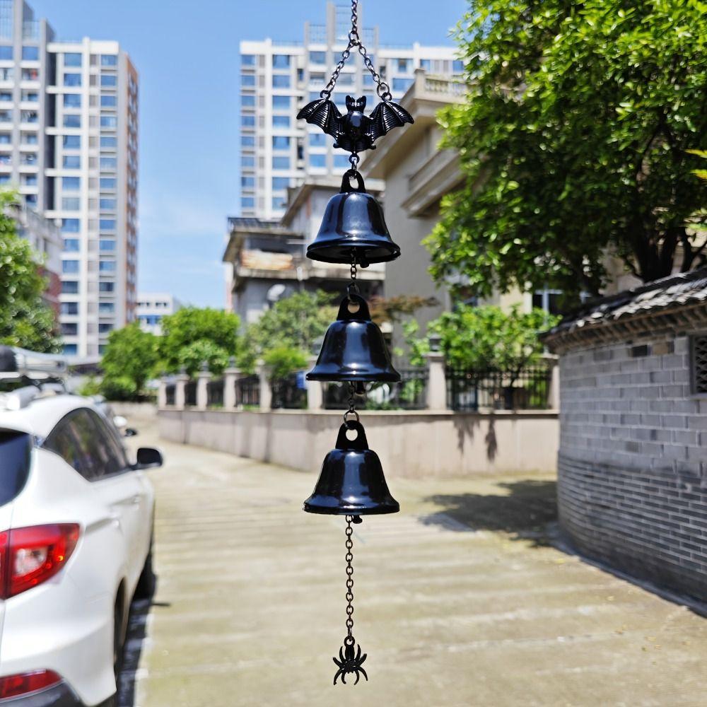 Metal Bells Bat Wind Chime Gothic Bat Spider Pendant Creativity Halloween Wind Chime Courtyard