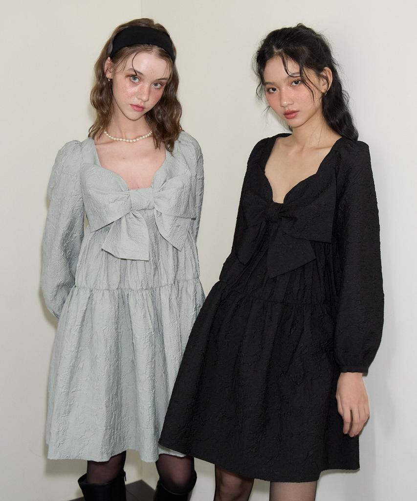 Salon De Yon Ribbon Point Mini Dress_ Green