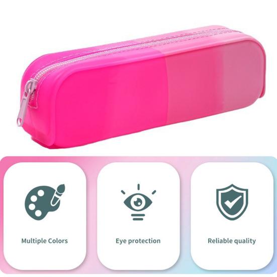 Силиконовый пенал градиентного цвета, сумка-карандаш на молнии, легкий пенал, органайзер для канцелярских принадлежностей