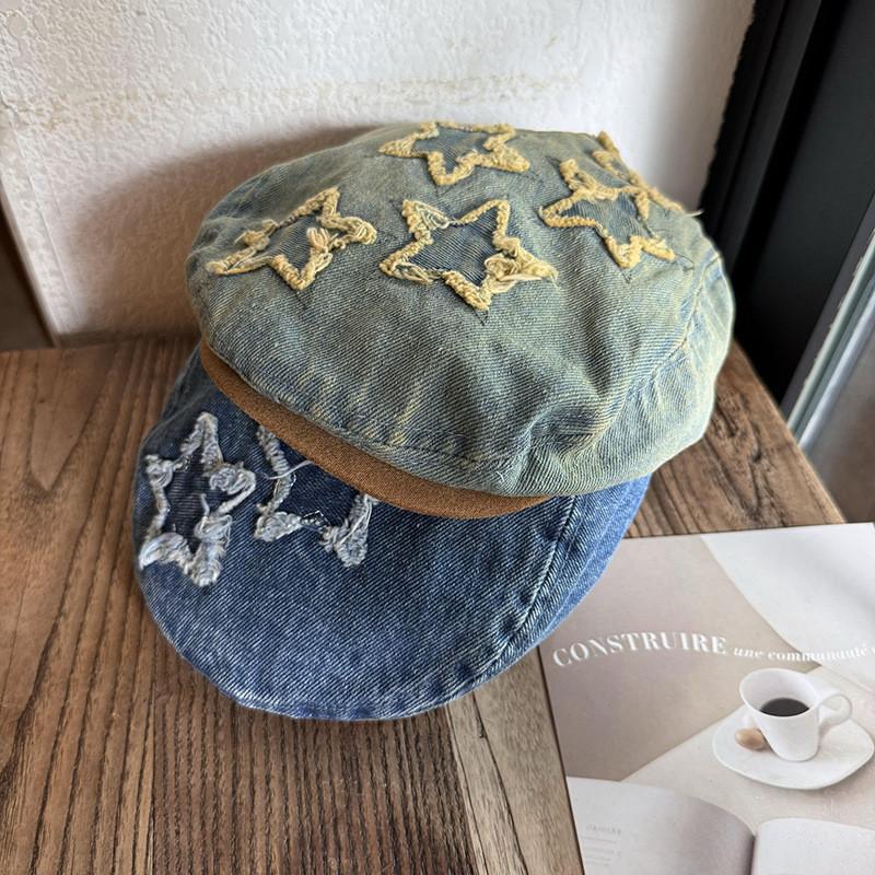 Винтажная джинсовая беретка с принтом «Звездное небо» для арт-моды и повседневной носки