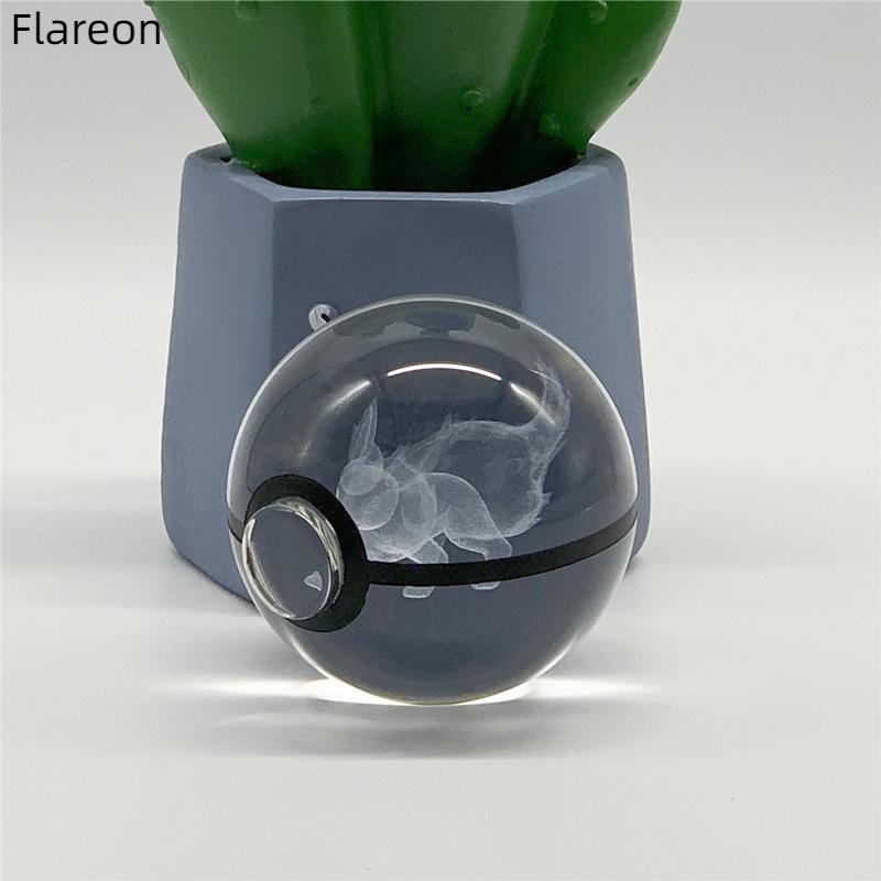 5cm 3D Crystal Ball Pikachu Eevee Mewtwo Carving Model LED Color Light Base Children's Gift Fans Toy Birthday Gift