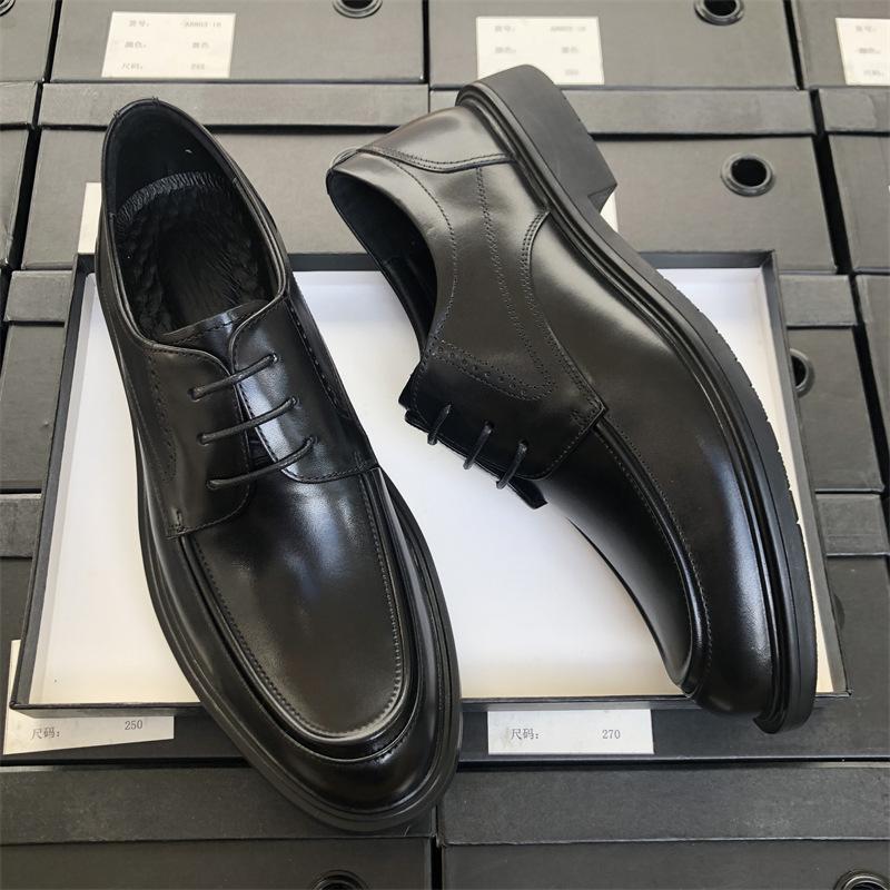 Круглые кожаные туфли мужские деловые деловые кожаные дышащие повседневные туфли для поездок на работу мужские костюмы для жениха свадебные туфли высокого класса