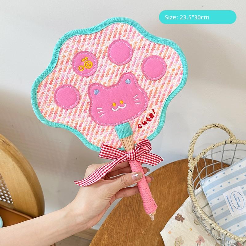 Apple Tree Embroidery Hand-Woven Fan Summer Portable Decorative Hand Fan New Style for Babies