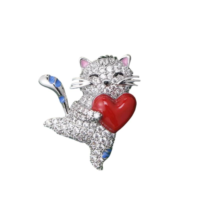 Модные Милые Броши Кошки Сердечки Любви для Женщин Одежда Пальто Ювелирные Аксессуары Подарки