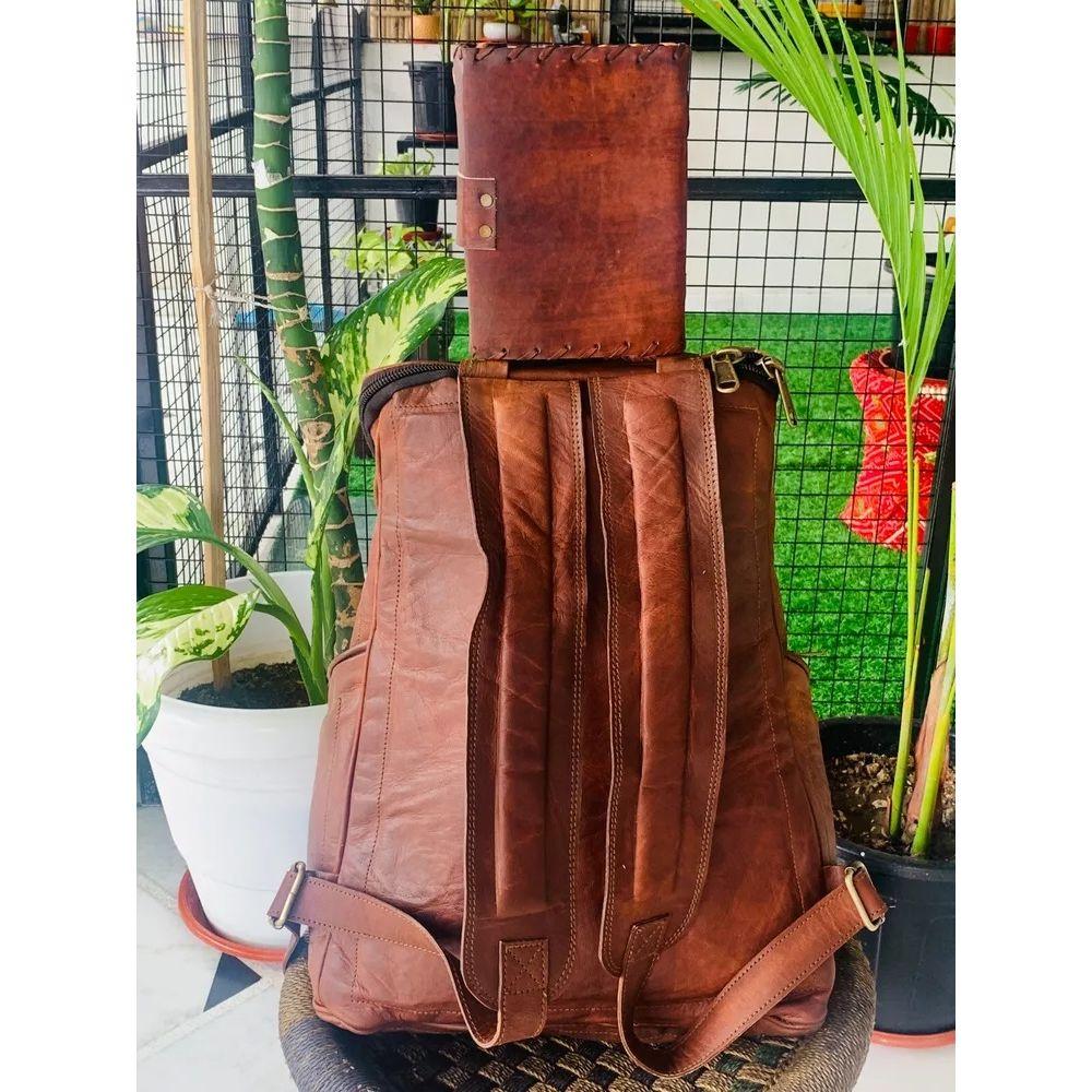 Большая распродажа козья кожа рюкзак сумка ноутбук рюкзак коричневый мужской [бесплатный журнал для глаз]