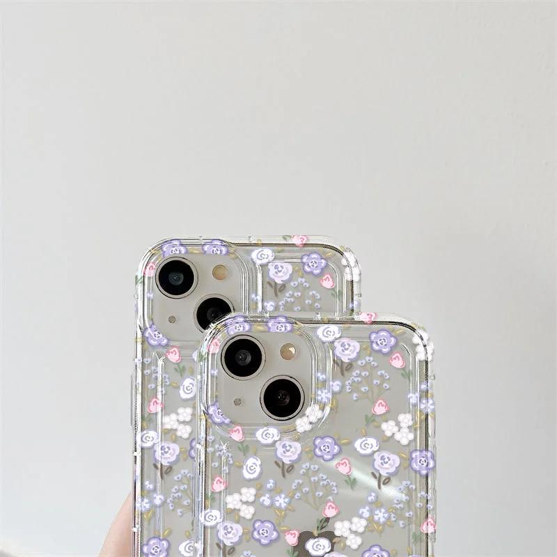 Модные цветочные прозрачные чехлы для телефона для lPhone 15 iPhone 17 Air 16e 16 Pro Max 14 13 11 12 XR XXs Max Capa Мягкая силиконовая крышка
