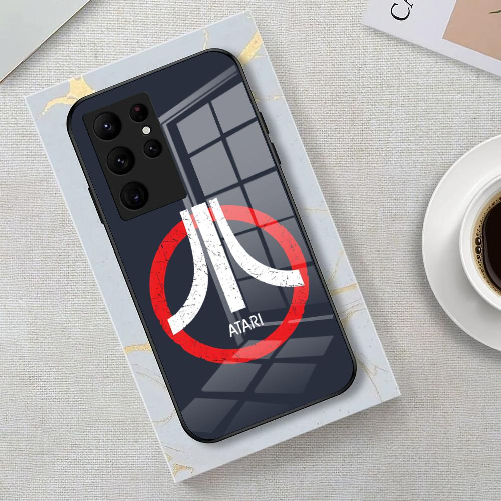 Чехол для телефона Atari для Samsung S26 S25 Edge Ultra 23 22 21 20 Ultra Plus S24 Fe Стеклянная крышка