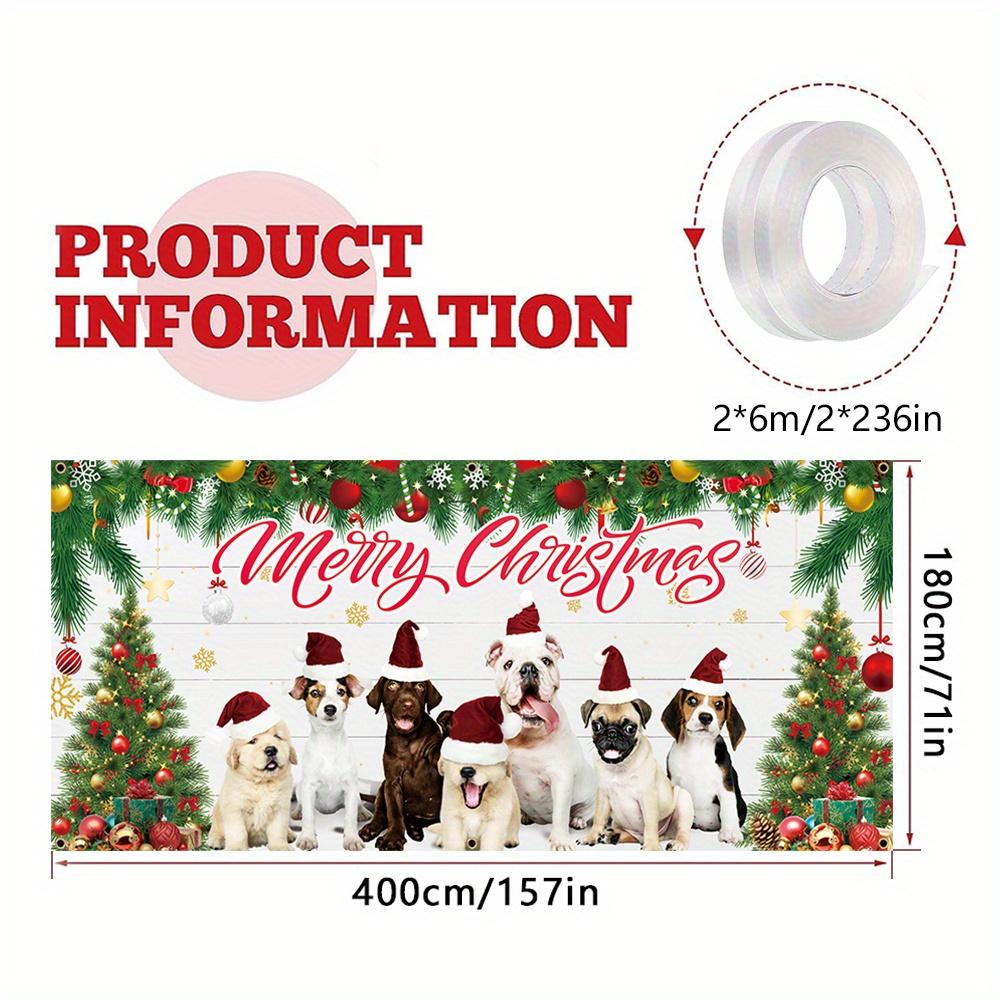 1 piece, Christmas large garage door banner, Christmas dog Christmas tree pattern