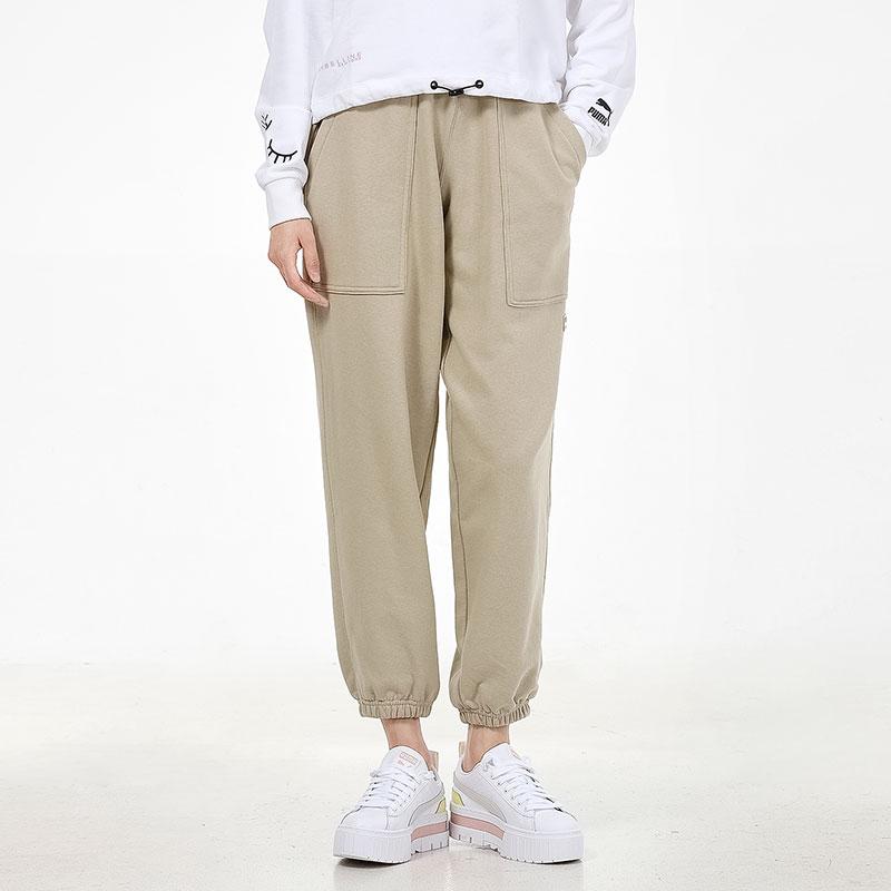 Puma Дышащие зауженные книзу брюки для бега женские низ хаки 533054-42