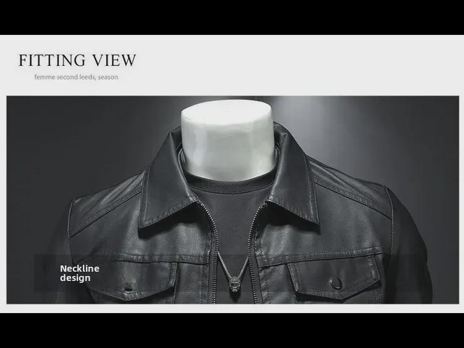 Мужская облегающая кожаная куртка для мотоциклистов в корейском стиле 2024 года — плюс бархат, утолщенная, для весны, осени и зимы