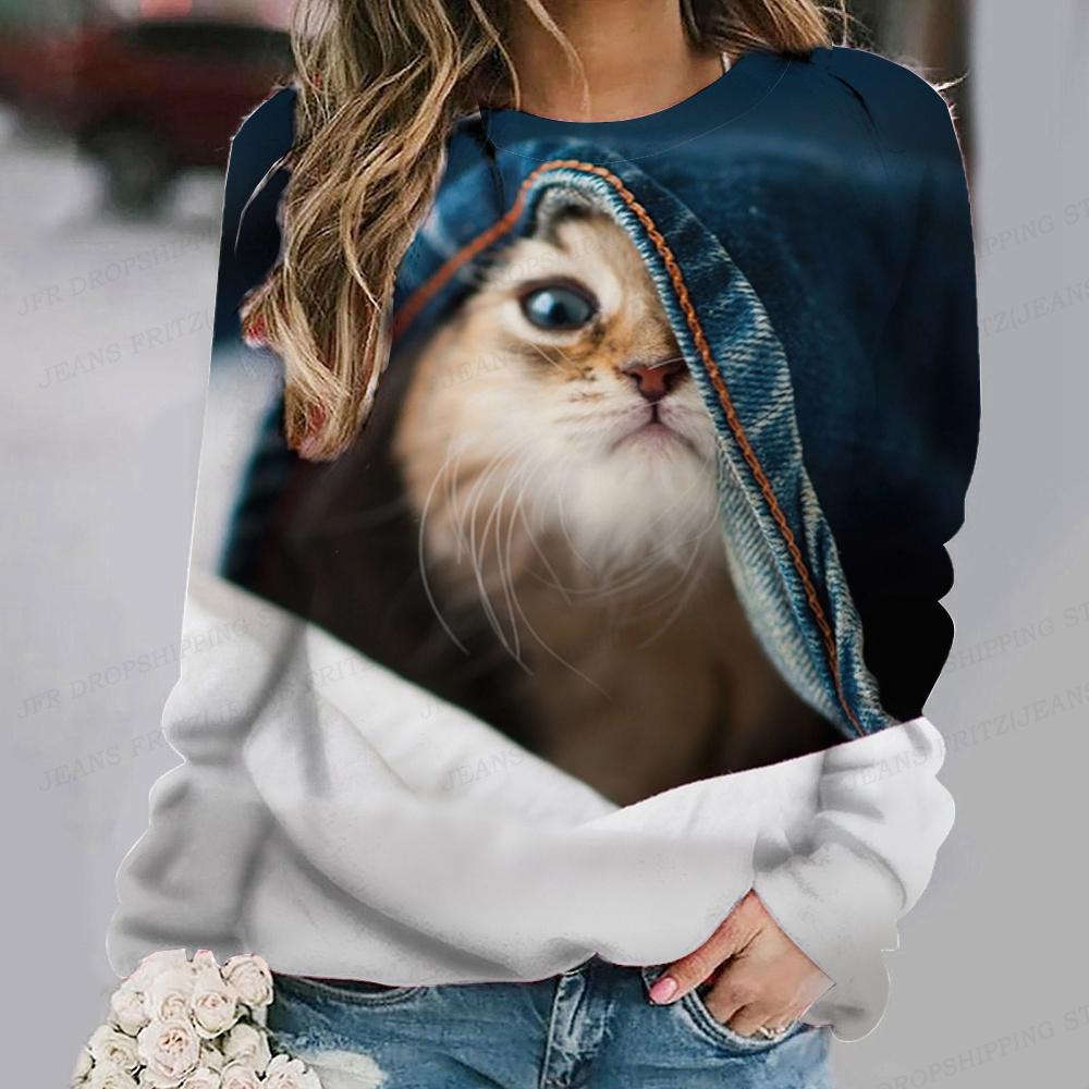 Толстовка с забавным принтом кота, женские модные толстовки, спортивная одежда, толстовки, пальто с животными, женские спортивные костюмы Kawaii, женская одежда