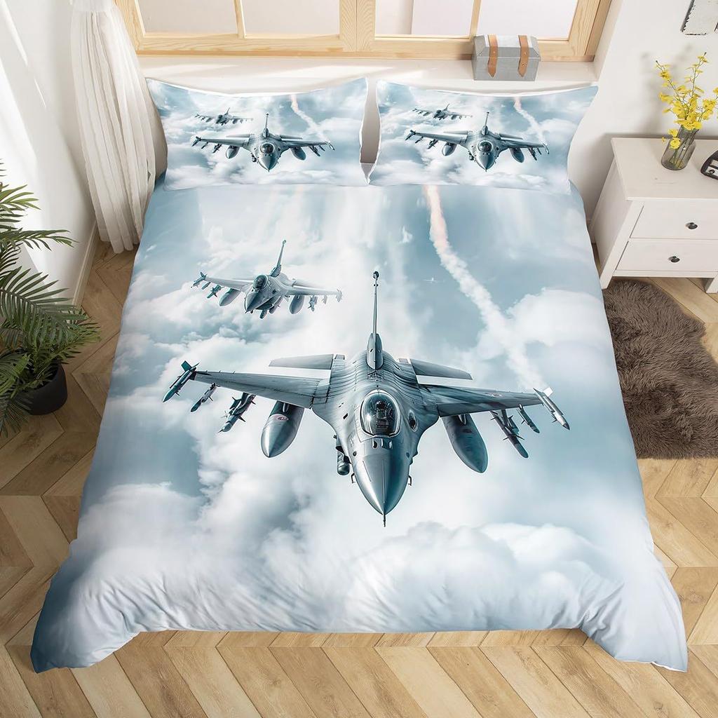Aircraft 3D Digital Printing Three-Piece Bedding Home Textile Duvet Cover Bedding
