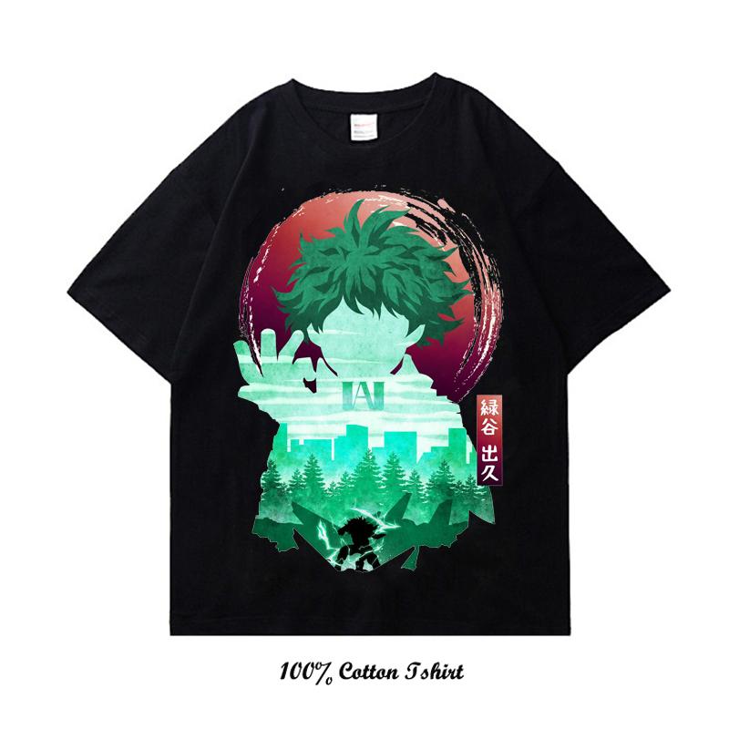 My Hero Academia Graphic Print T Shirt Vintage Harajuku Streetwear Short Sleeve Plus Size Cotton Crew Neck T Shirt Women Unisex