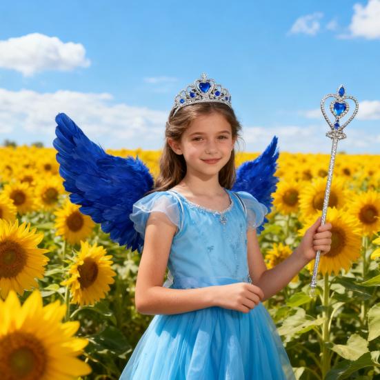 Крылья ангела для девочек женщин перьевые крылья с короной и волшебной палочкой фея