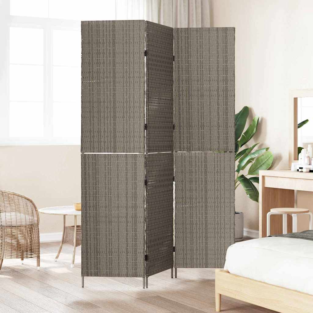 Room Divider Gray 146 x 180 cm Poly Rattan