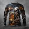 Cool Skulls Oktoberfest Beer Daily Men's 3D Print T Shirt Tee Street Casual T Shirt Black Long Sleeve Crew Neck Shirt Summer Spring Clothing