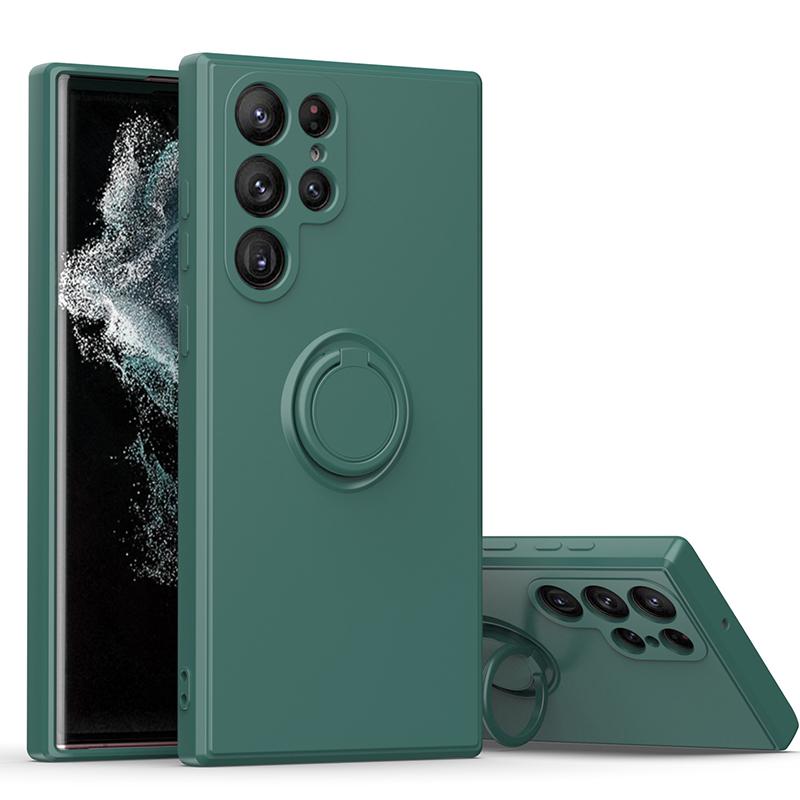 S24 Ultra 5G Magnetic Ring Phone Folding Stand Cover For Samsung Galaxy S24 S25 S23 Ultra Plus S21 FE Liquid Silicone Matte Case