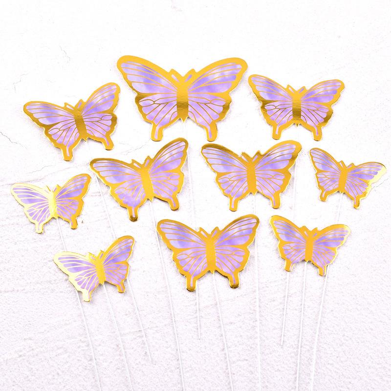 9/10 шт. золотые розовые фиолетовые бабочки для украшения торта, свадьбы, дня рождения, десерта, кекса, 3D-материала в виде бабочки, сделай сам, сувениры для вечеринки