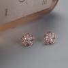 Zircon Hollow Flower Earrings Women's Fashion Ins Style Small Fresh Earrings Sweet Super Fairy Light Luxury Earrings