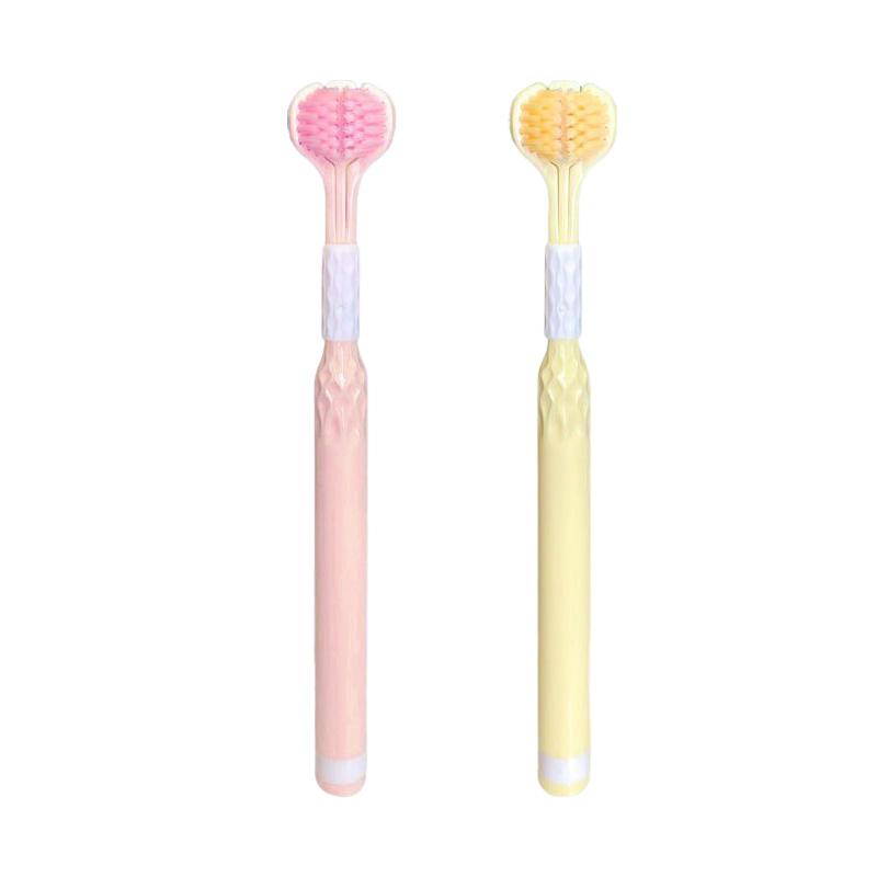 Трехсторонняя зубная щетка с мягкой щетиной, вращающаяся на 360 градусов, безопасная зубная щетка для ухода за полостью рта, глубокая чистка зубов, портативная дорожная зубная щетка для ухода за полостью рта