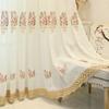 Curtain Luxury European Floral Embroidered Organza Curtain Drapes for Bedroom Living Room Lace Delicate