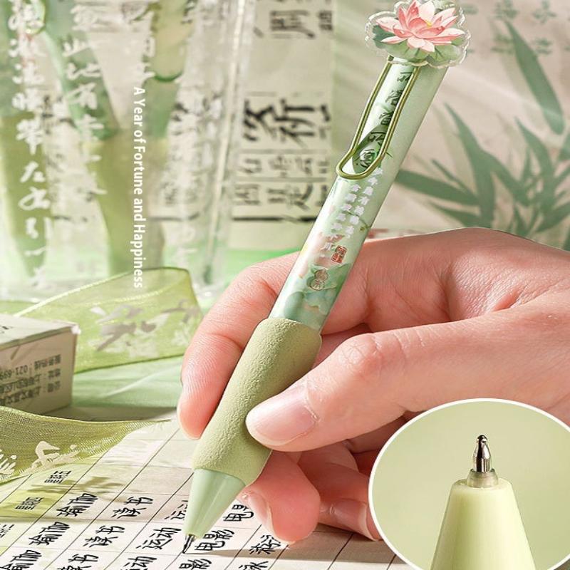 4 шт./набор Креативная гелевая ручка с мягким захватом, нажимного типа, 0,5 мм, шариковая ручка с черными чернилами, нейтральная ручка с заплаткой в виде бабочки, подарочные пишущие инструменты