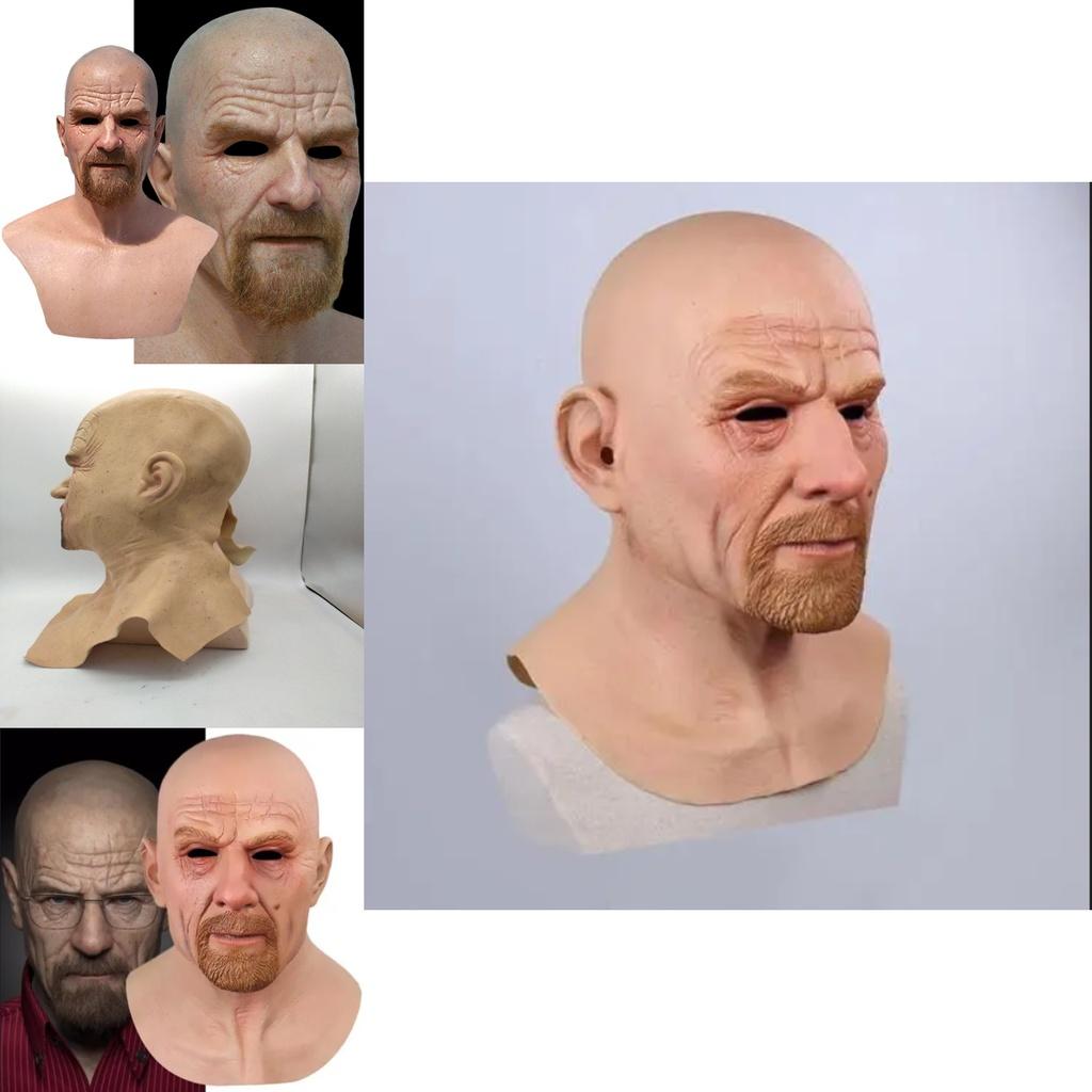 Во все тяжкие Белая маска Латекс Лысая голова Старик Хэллоуин Косплей Реквизит