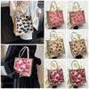 Сумка с узором в виде сердца, льняная сумка на молнии с пуговицами, повседневная портативная сумка для покупок, простая сумка через плечо для женщин