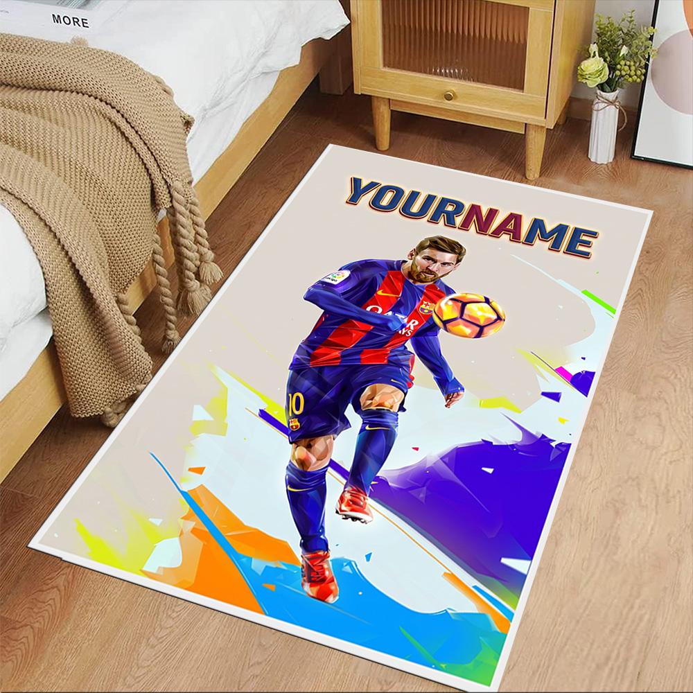 Messi Customize Text Carpet Perfect for Dormitory Outdoor Bedrooms Kitchen Antislip Carpet Decorate Offices Gift for Festivals