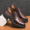 FashionMens Oxfords Shoes Lace Up Leather Crocodile Print Wedding Party Casual Oxfords Office Suit Dress Business Shoes for Men
