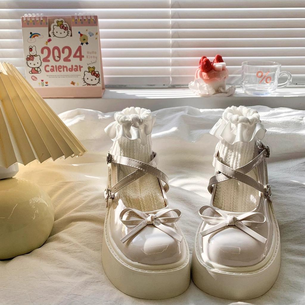 Японские jk увеличивающие рост французские универсальные маленькие кожаные туфли лето новые женские с бантом толстый высокий каблук Мэри Джейн одинарные туфли