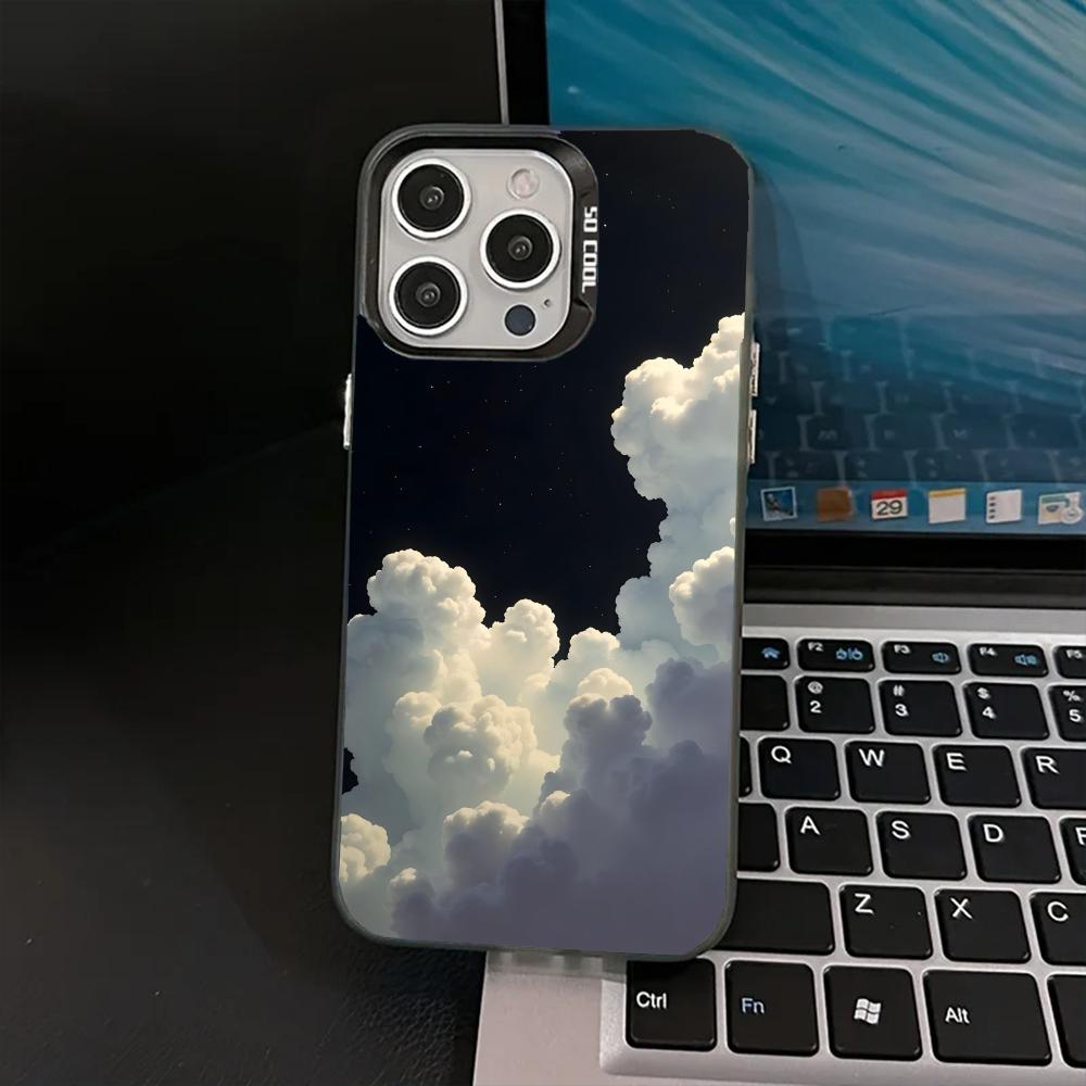 Белое облако Чехол для телефона для iPhone 16 15 14 13 Pro 12 11 Pro Xs X XR Max 8 7 SE Лазерный Жесткий PC+TPU Чехлы Задняя крышка