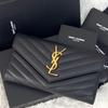 Б/у SAINT LAURENT Saint Laurent Большой клатч-кошелек Cassandra Черный Черный Стежка V
