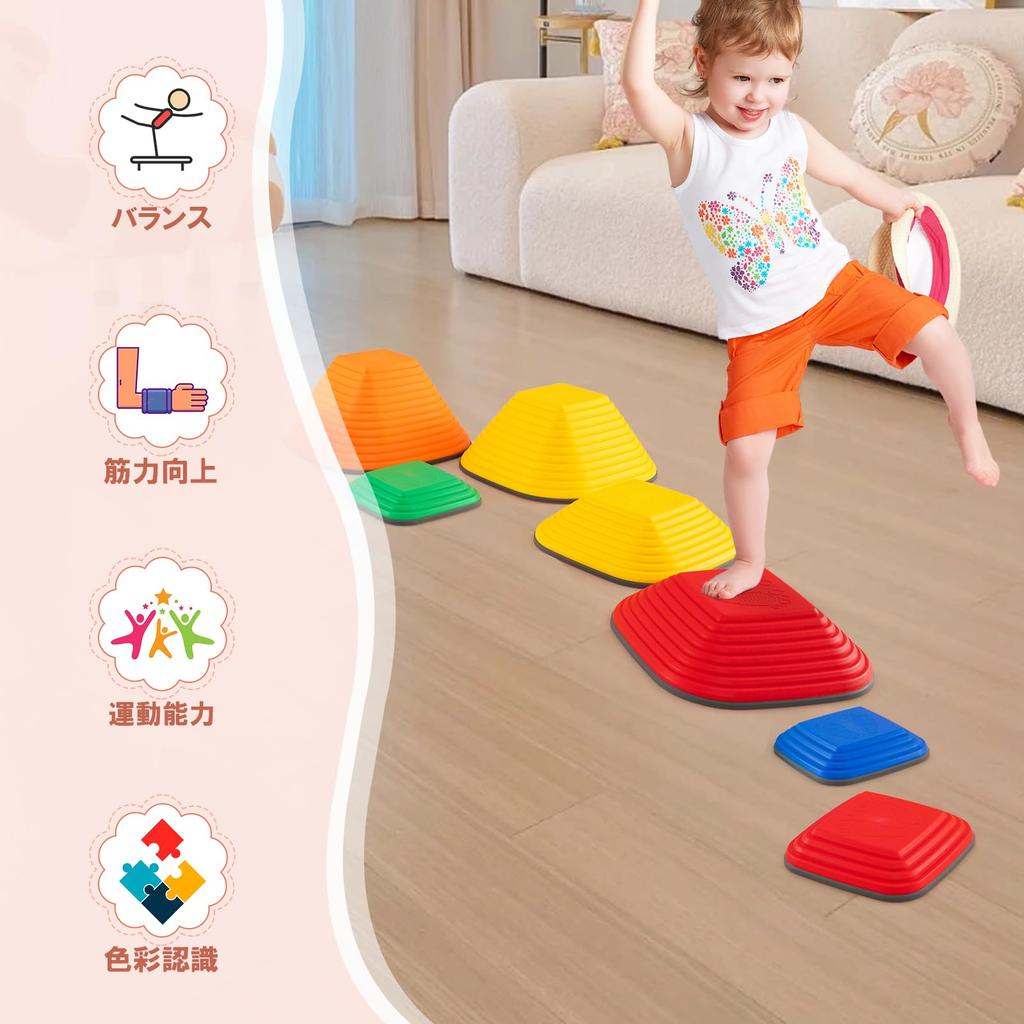 GYMAX Балансировочный камень Балансировочное бревно для детей в помещении Практика равновесия Обучающая игрушка Игра Цветовое восприятие Моторика Навыки Прыжки на свежем воздухе Спортивная игра Веселье