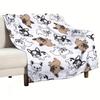 Cartoon French Bulldog Pattern Warm Blanket - Soft and Cozy Nap Blanket for Kids and Adults, Exquisite and Cute Home Essential