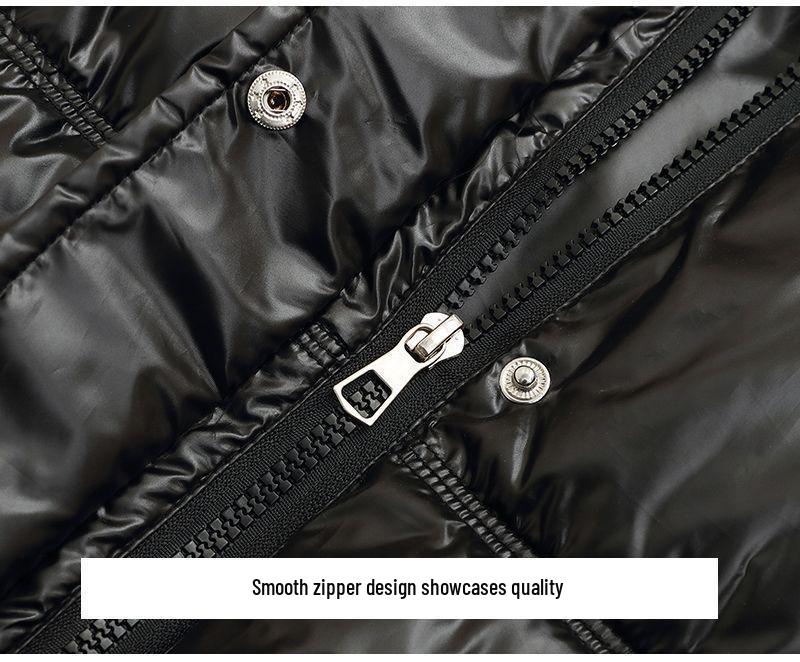 Глянцевый пуховый жилет без стирки для женщин - Осень/Зима, воротник-стойка, без рукавов, модная верхняя одежда