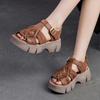 Woven Vintage Thick Sole Roman Sandals Genuine Leather Comfortable Versatile Women's Shoes