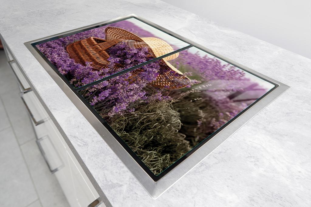 СТЕКЛЯННАЯ ЗАЩИТНАЯ ПАНЕЛЬ ДЛЯ КУХНИ 2x35x52 ЛАВАНДА