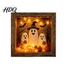 Готический Shadow Box Ночник DIY Светящийся Хэллоуин Призрак Комплект Деревянная Рамка Светодиодный Теплый Свет Хрустальное Стекло Витрина Память с Панелью Декоративный