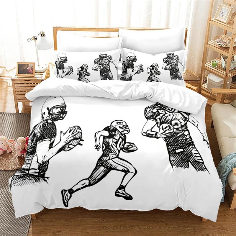 3D American Football King Queen Duvet Cover Ball Sports Bedding Collection For Kids Teens Boy Sport Fans 23Pcs Polyester Quilt Cover