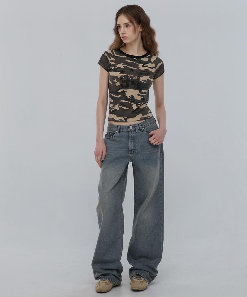 CHICKS футболка Slim Fit Звездный камуфляж Бежевая
