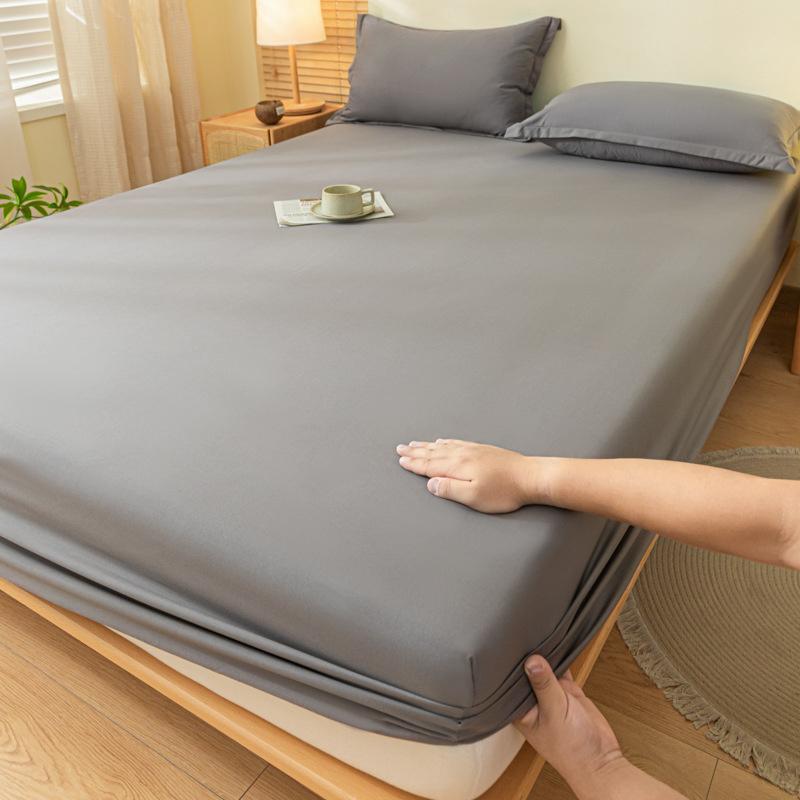Cotton Fitted Sheet Bedding Sheet Non Slip Mattress Cover Bed Protector Cover Single Double Bed Cover Sofa Cover with Elastic Band (No Pillowcase)