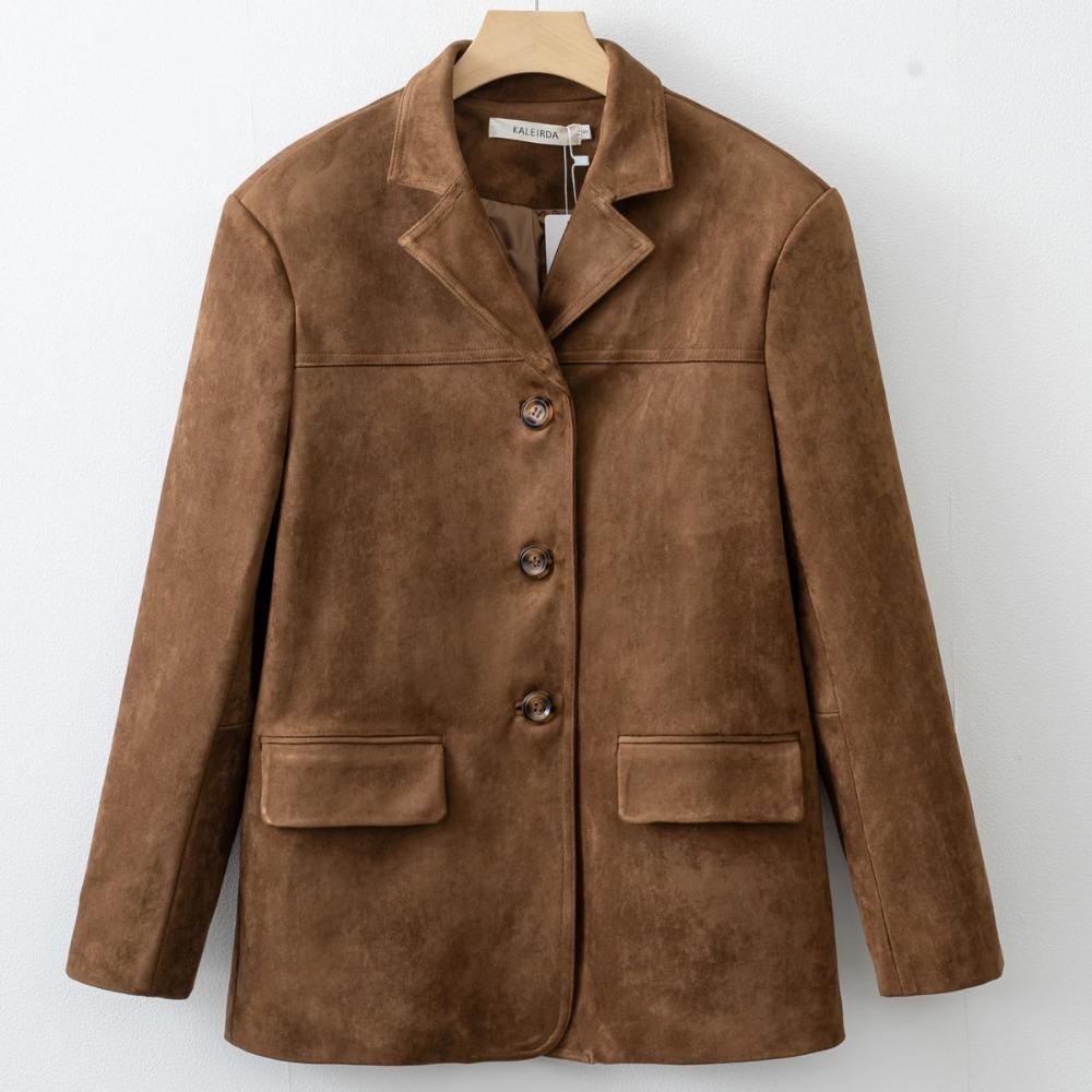 2024 Осень / Осень Зима Новая женская мода замшевая базовая куртка Базовый блейзер